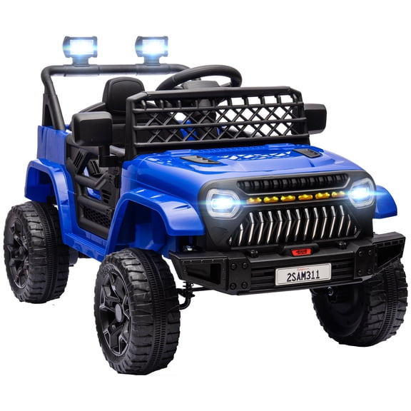 Qaba 12V Toddler Ride on Truck Car, Electric RC Car for Kids, Gift for Boys & Girls, Blue
