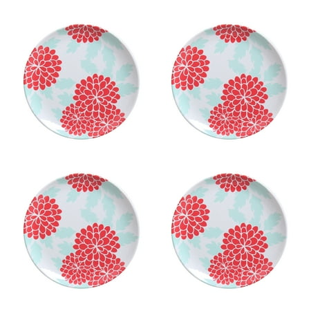 - Better Homes and Gardens Teal Floral Melamine 4-Pack Salad Plates