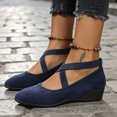thumbnail image 5 of Qaltryn Criss-Cross Elastic Strap Mary Jane Flats for Women Low Wedge Casual Flats Shoes Ballet Style Slip On Dress Shoes for Dance Daily Office, 5 of 8