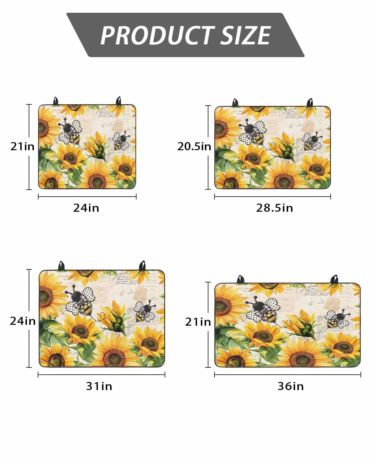 Stove Top Covers for Electric Stove, Sunflower Bee Glass Stovetop Cover Protector, Yellow Botanical Vintage Rose Floral Spring Induction Cooktop Protector Oven Mat for Kitchen Countertop 24"x21"