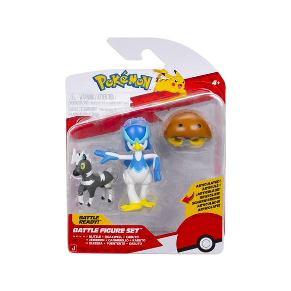Pokemon Battle Figure Set - Blitzle, Kabuto, & Quaxwell Figures