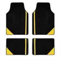 Leadwolf 4pcs Car Floor Mats Universal for Mercedes-Benz Vinyl Yellow Velvet Colored Stripe All Weather Front Rear Liner Carpet
