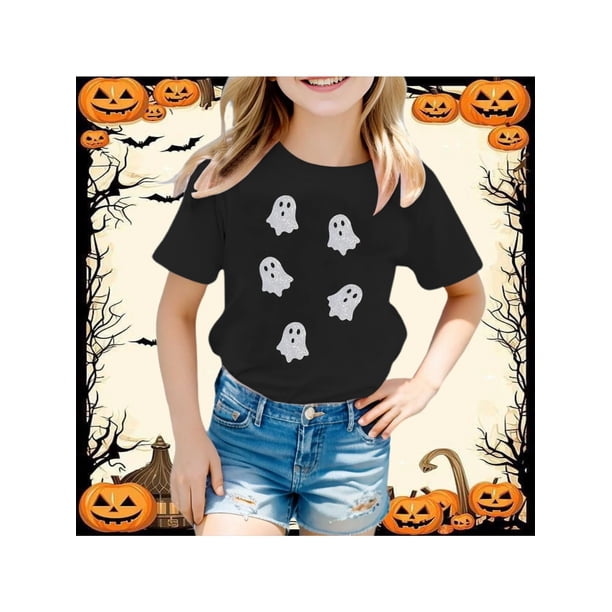 Boys Halloween T-Shirt Short Sleeve Graphic Tee Kids Crew Neck Cotton T-Shirt