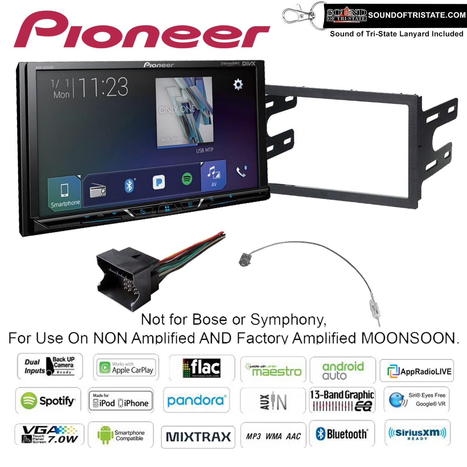 Pioneer MVHAV251BT Digital Media Receiver kit 9901 Vw Golf Jetta 98