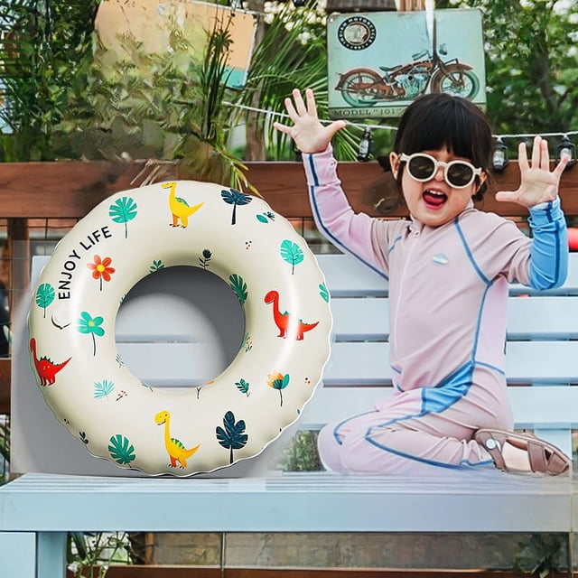 Anillo de natación para niños con forma de círculo extraño, anillo de natación inflable de doble capa con gradiente de dibujos animados para adultos y adultos