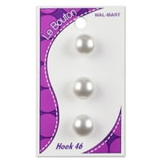 Le Bouton 1/2" Brushed White Finish Dome Button, 3 Count