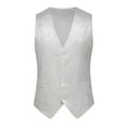 thumbnail image 2 of Stamzod Suit Vest for Men Solid Color Sleeveless Button Up Work Waistcoat Mens Vests Dress Outerwear White XXXL, 2 of 6