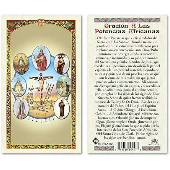 ORACION A LAS SIETE POTENCIAS AFRICANAS SPANISH HOLY CARD LAMINATED PRAYER CARDS