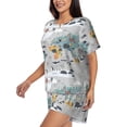thumbnail image 2 of Naloa The World Map with Cartoon Animals Women's Short-Sleeved Pajama Set, Loungewear, Summer pajamas, Breathable Cozy - 4X-Large, 2 of 9