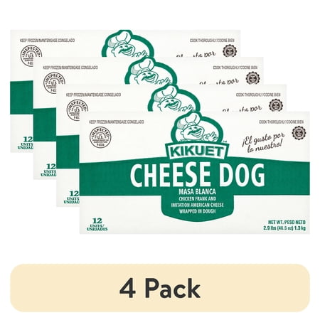 (4 pack) Kikuet Cheese Dog, 2.9 lbs, 46.5 oz, 1.3 kg, 12 Pack (Frozen)