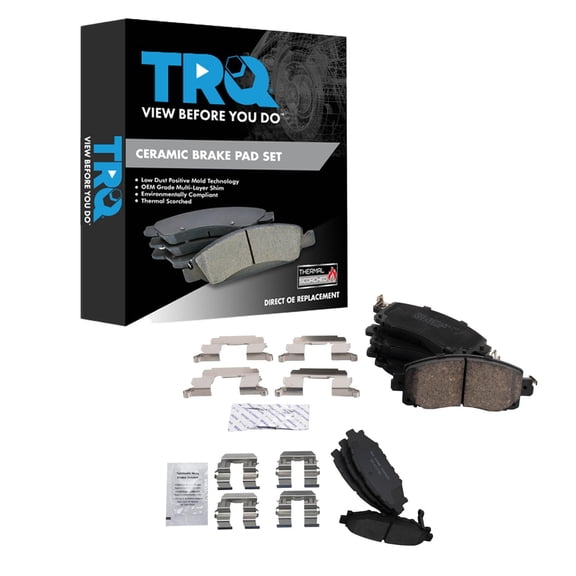 TRQ Front and Rear Brake Pad Set Ceramic Hardware Fits 2018-2022 Subaru Crosstrek 2017-2022 Impreza