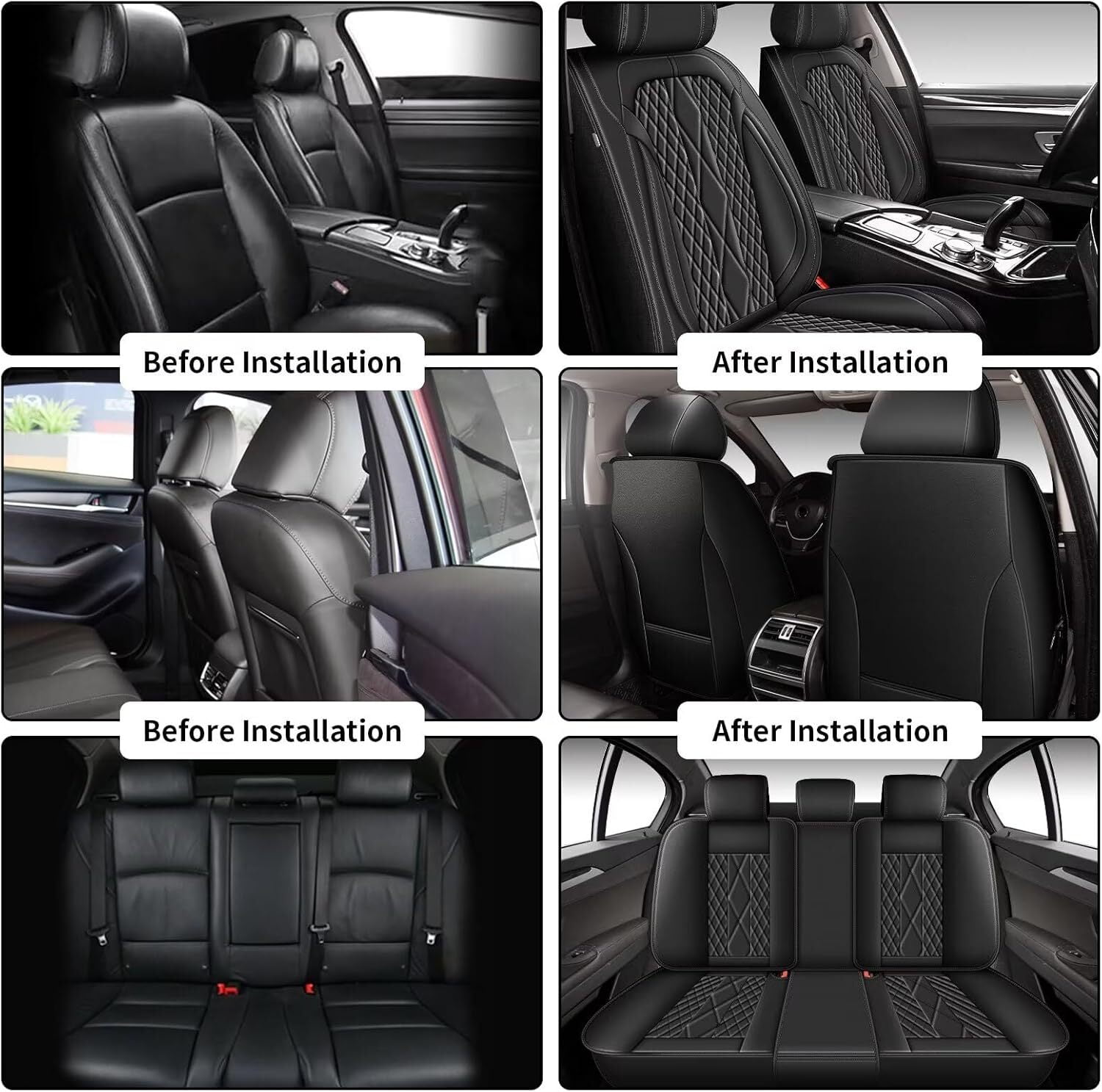 Leather Car Seat Covers For Ford Focus 2009-2018, 9 Pcs Universal Seat Covers For Cars,Waterproof Car Seat Covers, Car Seat Cushion (Color : Coffee Style, Size : Normal - View #10
