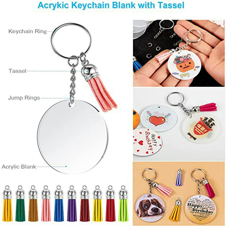 Trjgtas Acrylic Keychain Blank Set, Transparent Round Acrylic