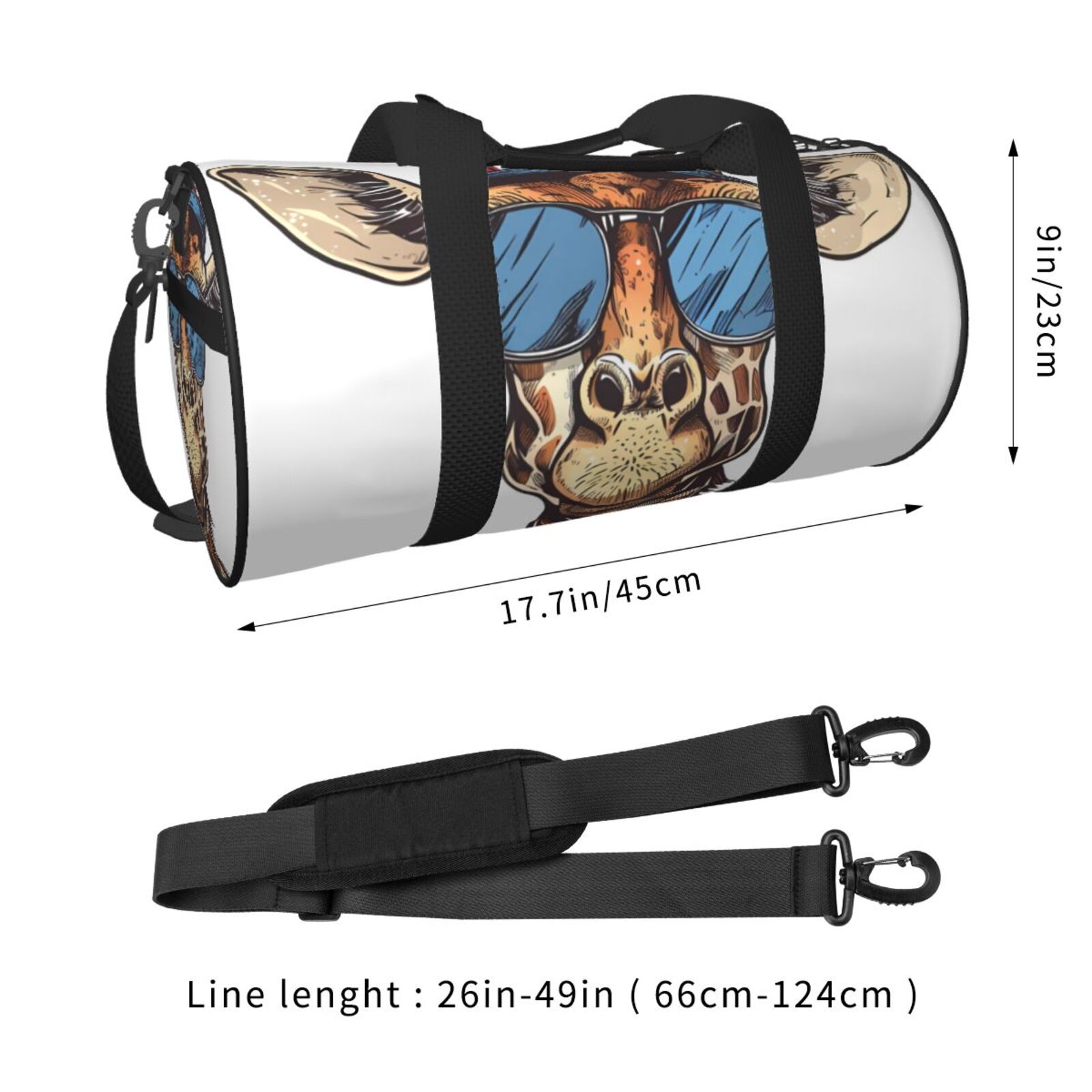 Vsdgher American Giraffe Style 45L Foldable Duffel Bag, Sports Gym Bag,Overnight Bag, Portable Weekender Bag for Airplanes
