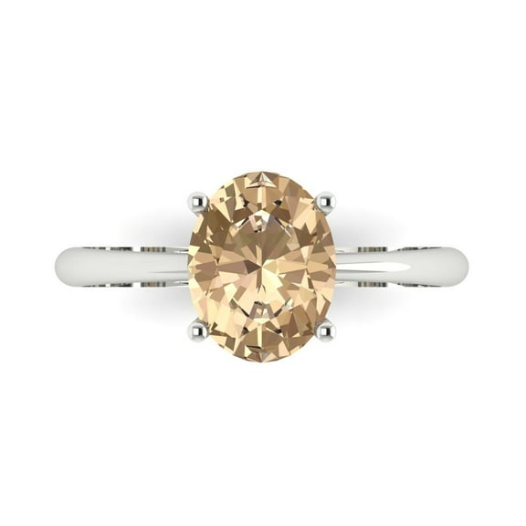 Solitaire Engagement Ring for Women - 2ct Yellow Moissanite in 14K White Gold Promise Ring