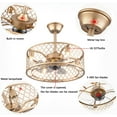 thumbnail image 6 of 20in Retro Ceiling Fan Light Gold Metal Fan Chandelier with Three Wind Speed Adjustable with Timing Remote Control Surface Mount for Living Room Dining Kitchen, 6 of 9