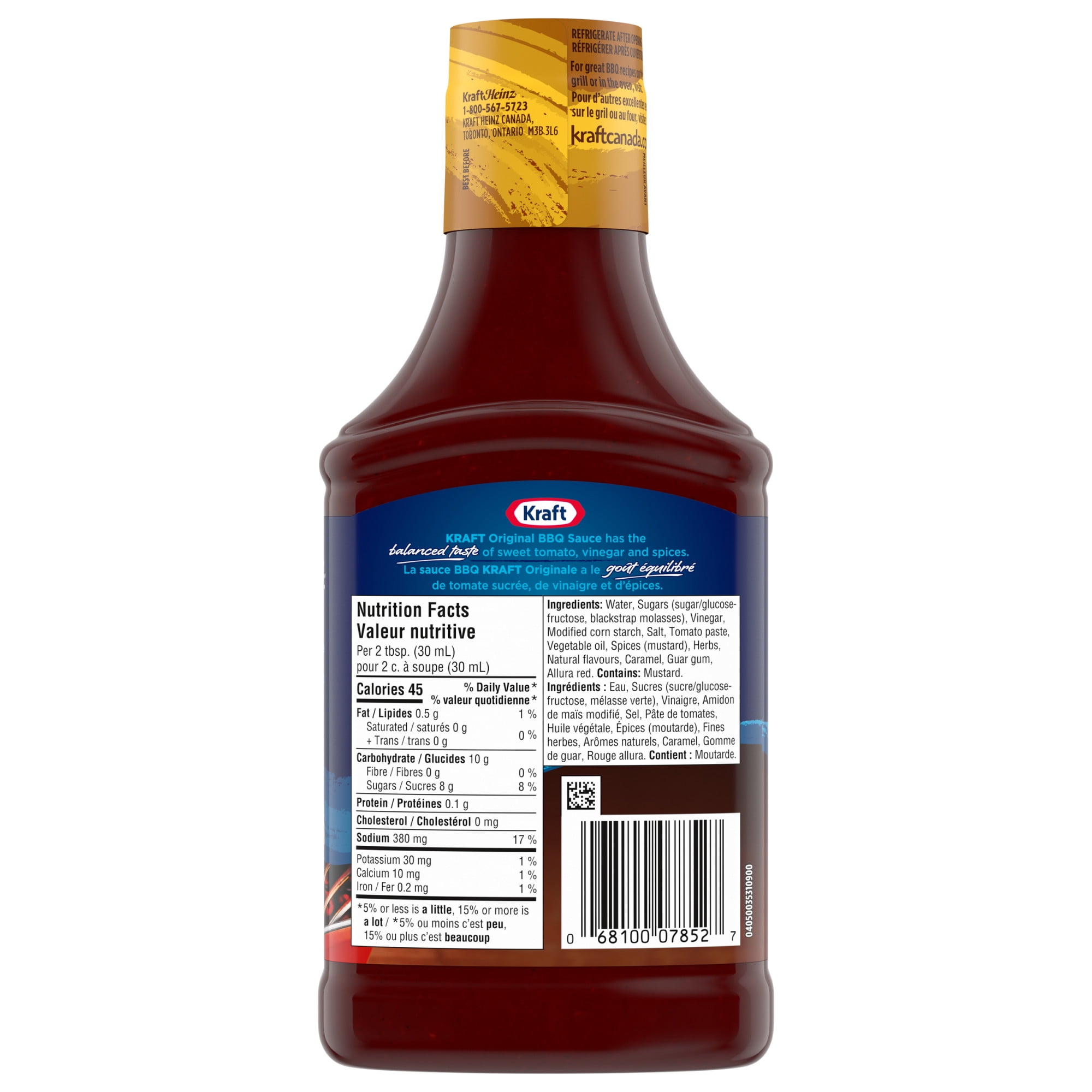 Kraft BBQ Sauce, Original, Casein-Free, 455mL