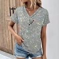 thumbnail image 2 of Viikei Summer Tops for Women 2025 Stylish Printed Plus Size Short Sleeves Basic Tee for Women Women's V-Neck Fashion Casual Short-Sleeved Spring And Summer Top, 2 of 5