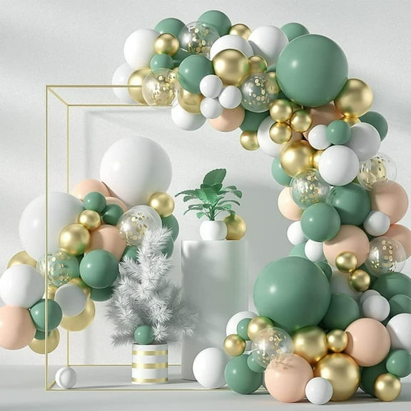 Balloons Garland Arch Kit with Green White Confetti Balloons for Graduation Birthday Wedding Party Decorations,Birthday Decorations for Women,Baby Shower Decorations(5 10 12 18inch )