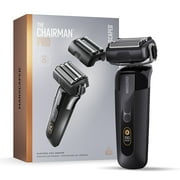 MANSCAPED® The Chairman™ PRO Men’s Electric Foil Face Shaver - Two Interchangeable Blades, SkinSafe® Four-Blade Foil & Stubble Trimmer, Travel Lock - Black