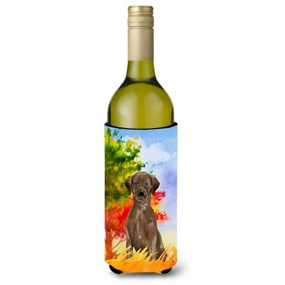 Fall Chocolate Labrador Retriever Wine Bottle Beverage Insulator Hugger
