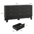 thumbnail image 2 of Commode à 9 Tiroirs pour Chambre, Commode Cannelée de 59 Pouces de Large avec Poignée en Métal, Commode Moderne en Bois Meuble Télé, Organisateur de Rangement pour Vêtements Garde-Robe en Bois pour Couloir, Entrée, Noir, 2 of 8
