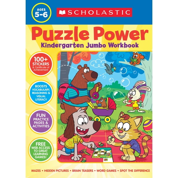 Pre-Owned Puzzle Power Kindergarten Jumbo Workbook (Paperback) 1338887572 9781338887570