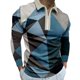 thumbnail image 1 of Gibobby Camisas polo Camiseta informal con estampado geométrico de otoño para hombre, camiseta de manga larga con cuello vuelto(Azul,M), 1 of 4