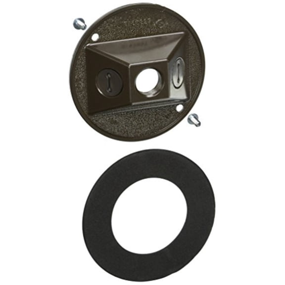 Hubbell Weatherproof Round Cluster Cover - Die Cast Zinc, Bronze, Outdoor Electrical Plate