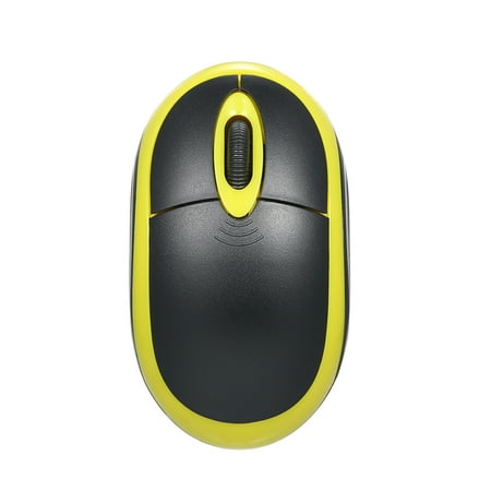 Laptop Desktop Pc Usb 2.4G Wireless Mouse 1600DPI Optical Mini Portable Mobile Mouse with USB Receiver 3 Buttons for PC Laptop Desktop Fit for Left/Right Hand (Black and Yellow) ()
