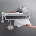 thumbnail image 6 of Towel Racks for Bathroom, Foldable Wall Mounted Towel Storage Shelf with Hook, 304 Stainless Steel Adjustable Towel Holder with Towel Bar, 6 of 7