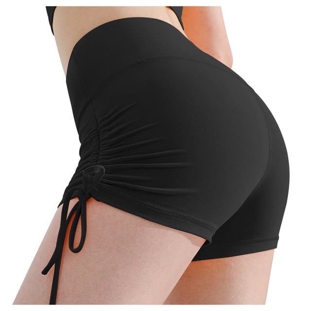 Womens Workout Biker Shorts Seamless High Waisted Drawstring Ruched Tummy Control Slimming Athletic Gym Yoga Pants
