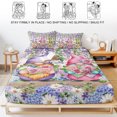 thumbnail image 5 of Full Size Fitted Sheet Set - Blue Purple Gnomes 3 Piece Bedding Sets 16" Deep Pocket Fitted Sheet with 2 Pillowcases Spring Hydrangea Flower Leaf Pink Plaid Brushed Microfiber Hotel Luxury Bed Sheets, 5 of 9