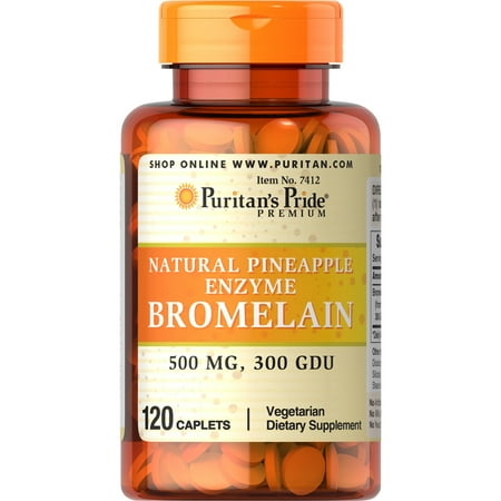Puritan's Pride Natural Pineapple Enzyme Bromelain Caplets, 120 Count
