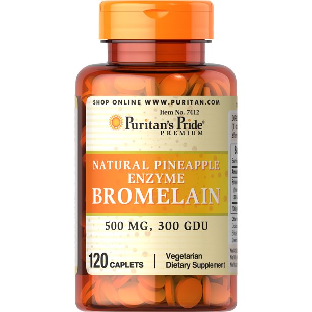 Puritan's Pride Natural Pineapple Enzyme Bromelain Caplets, 120 Count
