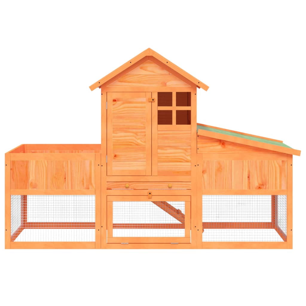 vidaXL Rabbit Hutch Brown 66.9"x24.8"x44.5" Solid Wood Pine