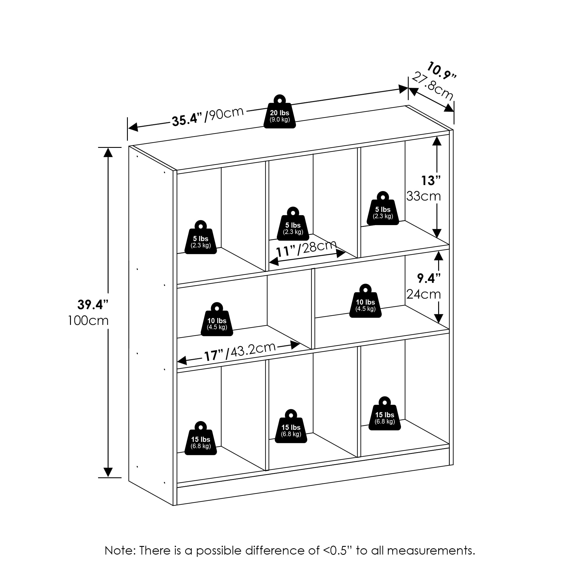 Furinno DALY 8-Cube Horizontal Bookcase in Bookshelf in Storage Organizer White