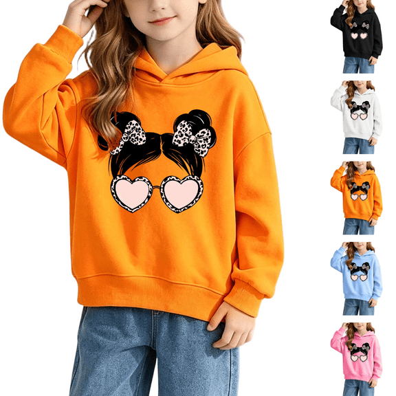 Sakuulaan Girls Hoodie Kids Graphic Long Sleeve Pullover Sweatshirt Size 7-8
