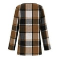 thumbnail image 4 of WTOBBY Women's Plaid Printed Fashionable Long Sleeved Jacket Cardigan, Open Front Casual Cover Up with Front Pockets and Lightweight Design for Spring and Fall,Coffee 2XL, 4 of 5