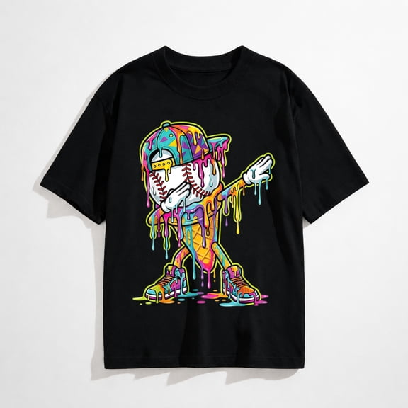 Baseball Ice Cream Dripping Dabbing Baseball Drip T-Shirt