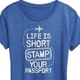 thumbnail image 3 of Instant Message - Life Is Short; Stamp Your Passport - Women's Short Sleeve Graphic T-Shirt, 3 of 6
