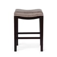 thumbnail image 3 of Benjara Feine Counter Stool Set of 2- Nailhead Trim- Taupe Gray Faux Leather, 3 of 6