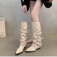 thumbnail image 6 of Knee High Boots Women Wedge Heel Slouchy Tall Boots Zipper Pointed Toe Dress Fall Long Boot for Women, 6 of 16
