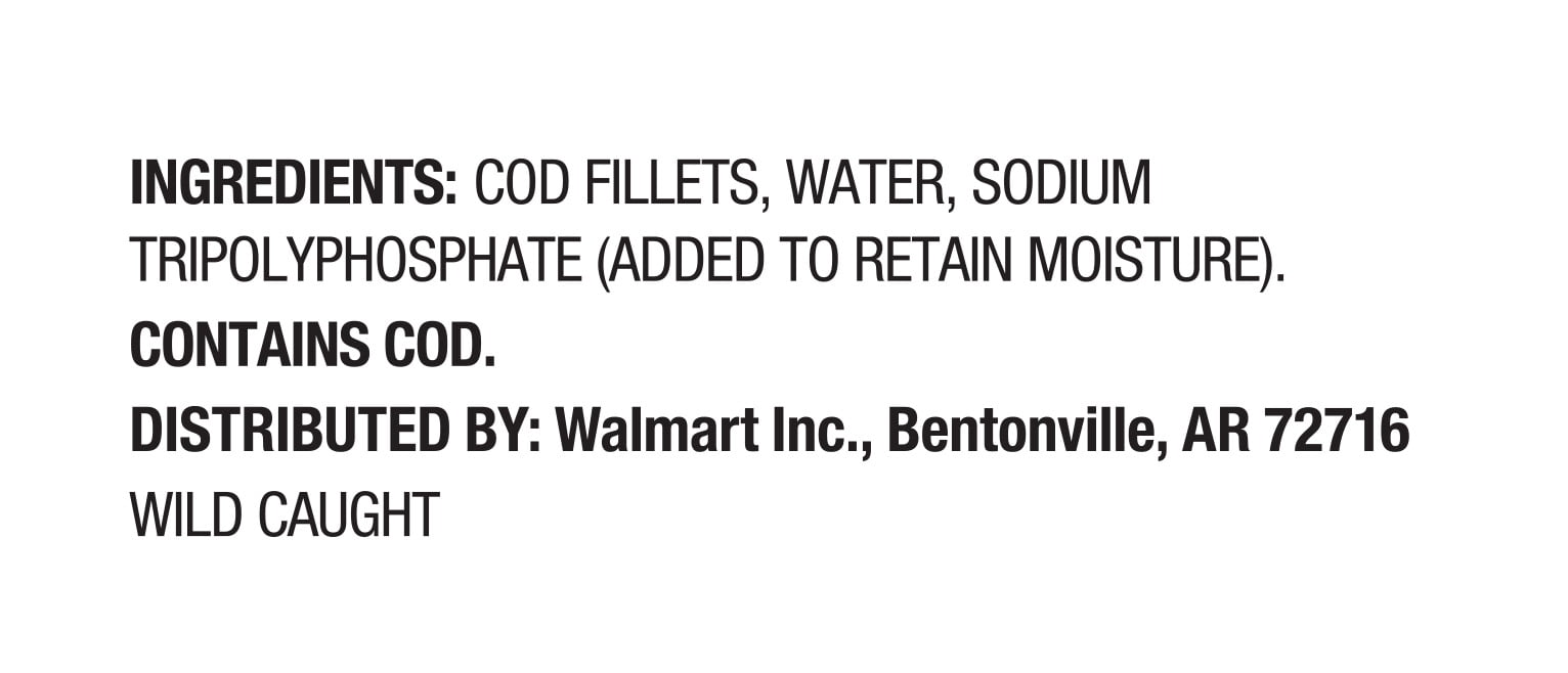 Great Value Wild Caught Skinless Cod Fillets, 2 lb, Bag (Frozen Fish)