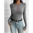 thumbnail image 4 of Camisas Ajustadas de Larga de con Cuello en V Profundo para Mujer, Moda Y2K 2025 Gris Oscuro S, 4 of 10