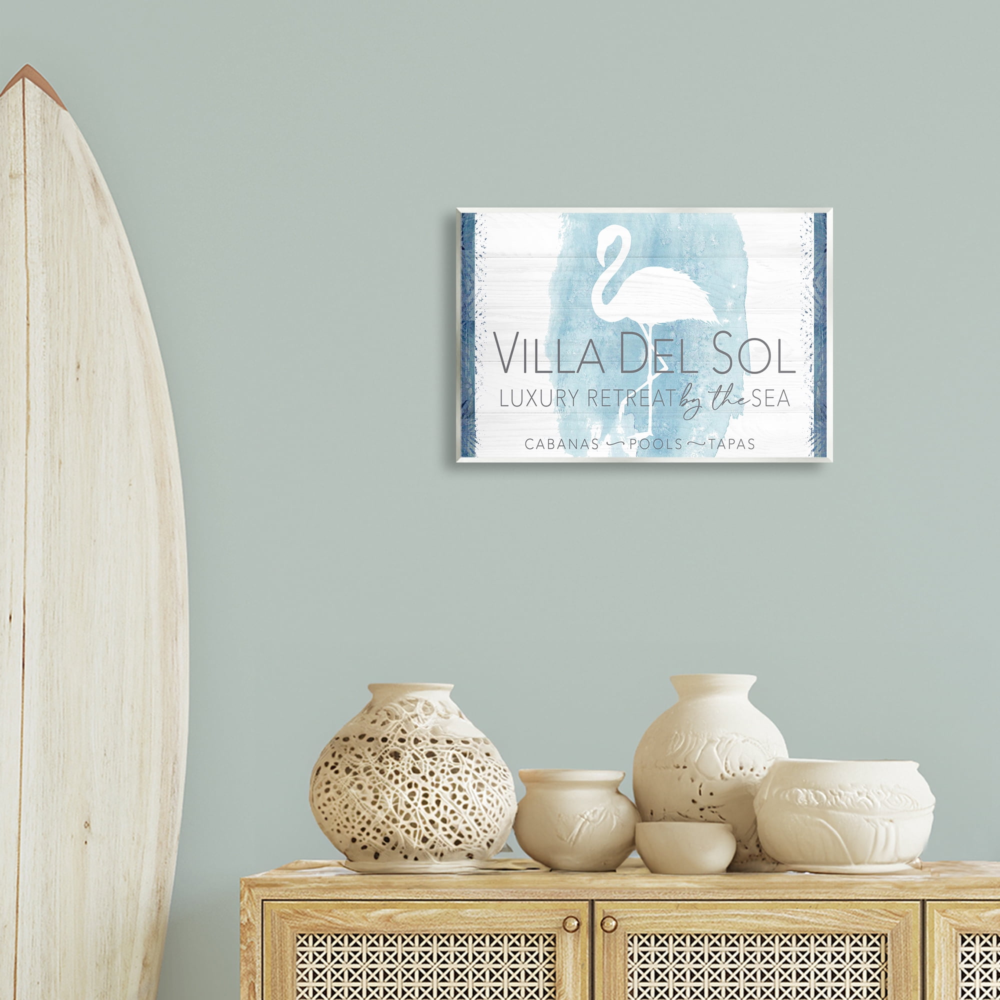 Stupell Industries Beach Retreat Flamingo Sign Nautical & Beach Painting Unframed Art Print Wall Art, 19 x 13