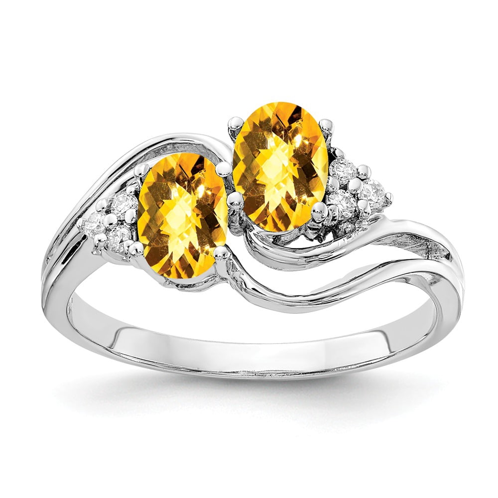 AA Jewels - Solid 14k White Gold 6x4mm Oval Citrine Yellow November ...