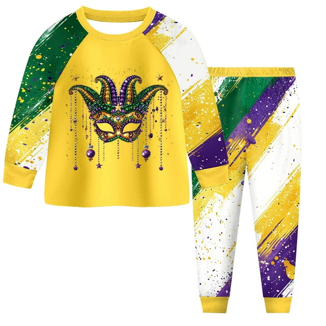 2 Piece Pyjamas Set For Boys And Girls T Shirt And Pants Outfit For Kids Carnival Party