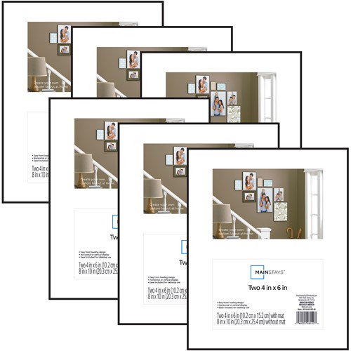 Mainstays 8x10 matted to 2 4x6 Openings Format Picture Frame, Set of