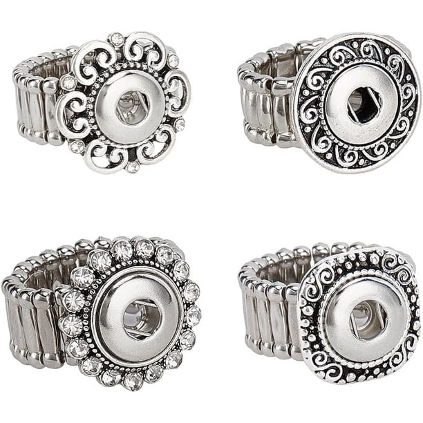 4 botones a presión de 12 mm para joyería, accesorios de metal ajustables, anillos de aleación intercambiables, para hacer tú mismo.